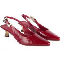 Scarpin Slingback Feminino Bico Fino Salto Médio 5,5 cm Ajustável Confortável Evangeli Scarpin Slingback Feminino Bico Fino Salto Médio 5,5 cm Ajustável Confortável Evangeli