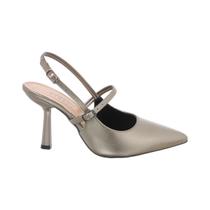 Scarpin Slingback Feminino Salto Alto Bico Fino Com Fivela
