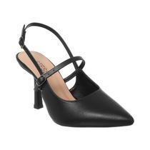 Scarpin Slingback Feminino Salto Alto Bico Fino Com Fivela