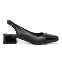 Scarpin Slingback LeRUCHEL Bicolor Bico Quadrado Preto