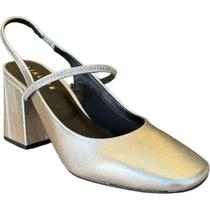 Scarpin Slingback Lia Line Couro Strass Scarpin Slingback Lia Line Couro Strass