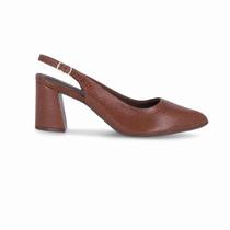 Scarpin Slingback Piccadilly Luiza Snake Conhaque Salto Alto