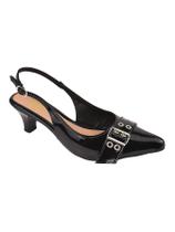 Scarpin Slingback Salto Bico Fino Feminino Tendencia Fivela Moda