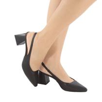 Scarpin Slingback Salto Bloco Bico Fino