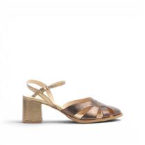 Scarpin Slingback Salto Bloco Couro Scarpin Slingback Salto Bloco Couro