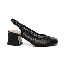 Scarpin Slingback Telinha Boneca Salto Baixo Bico Quadrado