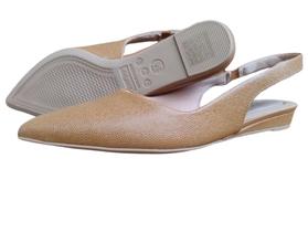 Scarpin Slingback Usaflex couro tan macio salto baixo Scarpin Slingback Usaflex couro tan macio salto baixo