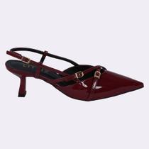 Scarpin Slingback Verniz Salto Baixo Bordô Scarpin Slingback Verniz Salto Baixo Bordô