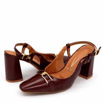 Scarpin Slingback Vizzano Feminino com Fivela Dourada