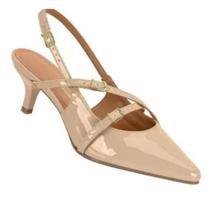 Scarpin Slingback Vizzano Salto Baixo Fivelas Original Feminino Fino Sapato Fivela Verniz AbertoSocial Tendencia Elegante Tachas Moda Sandália Mary