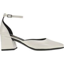 Scarpin Social Salomé Feminino Verniz Molhado Salto Médio Grosso Sapato Casual