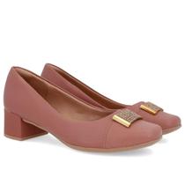 Scarpin Usaflex Couro Bico Quadrado Enfeite AJ0114 Cor:Rosa VintageTamanho:35 Scarpin Usaflex Couro Bico Quadrado Enfeite AJ0114 Cor:Rosa VintageTamanho:35
