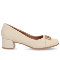 Scarpin usaflex Couro Bico Quadrado Enfeite AJ0114005