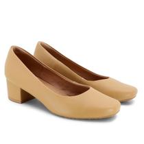 Scarpin Usaflex Salto Bloco Amêndoa