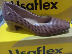 Scarpin Usaflex Salto Bloco em couro - al4501001