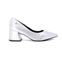 Scarpin Usaflex Salto Bloco Feminino - Prata Scarpin Usaflex Salto Bloco Feminino - Prata