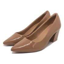 Scarpin Usaflex Salto Grosso Camel