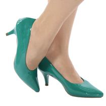 Scarpin verde feminino salto baixo confortável valle shoes