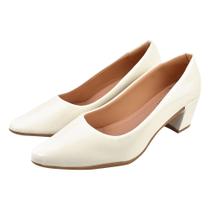 Scarpin Verniz Feminino Sapato Social Salto Grosso Bico Fino Confortavel