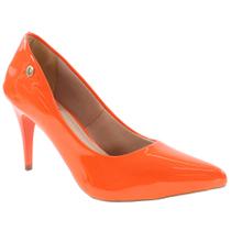 Scarpin verniz laranja feminino salto alto tendência casual