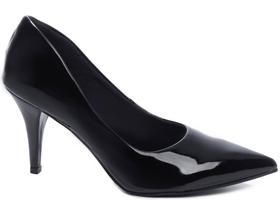 Scarpin Verniz Preto - Salto Fino 8,5 cm - Coleção Grandes Mulheres - Sofisticação e Elegância