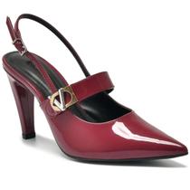 Scarpin Via Marte Salto Médio Detalhe Verniz Feminino - Vinho
