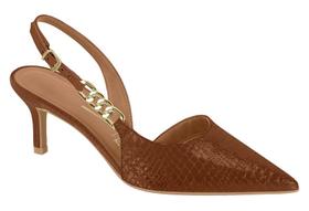 Scarpin Vizzano Bico Fino Com Detalhe De Corrente E Salto Médio Marrom Scarpin Vizzano Bico Fino Com Detalhe De Corrente E Salto Médio Marrom