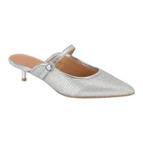 Scarpin Vizzano Mule Slingback Salto Baixo Bico Fino Fivela