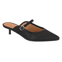 Scarpin Vizzano Mule Slingback Salto Baixo Bico Fino Fivela