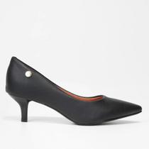 Scarpin Vizzano Salto Baixo Básico Bico Fino Feminino - Preto