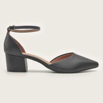 Scarpin Vizzano Salto Grosso e Fivela Feminino Preto