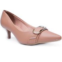 Scarpin Vizzano Salto Médio Bico Fino Fivela Feminino - Caramelo