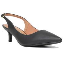 Scarpin Vizzano Slingback Bico Fino Salto Baixo - Preto Scarpin Vizzano Slingback Bico Fino Salto Baixo - Preto
