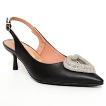 Scarpin Vizzano Slingback Coração Strass Feminino - Preto Scarpin Vizzano Slingback Coração Strass Feminino - Preto