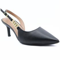 Scarpin Vizzano Slingback Detalhe Bico Fino Salto Baixo - Preto Scarpin Vizzano Slingback Detalhe Bico Fino Salto Baixo - Preto