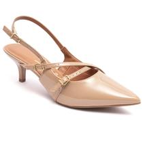 Scarpin Vizzano Slingback Feminino Salto Baixo Fivelas