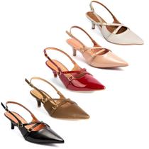 Scarpin Vizzano Slingback Feminino Salto Baixo Fivelas Scarpin Vizzano Slingback Feminino Salto Baixo Fivelas