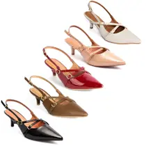 Scarpin Vizzano Slingback Feminino Salto Baixo Fivelas