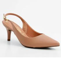 Scarpin Vizzano Slingback Salto Fino Médio - Bege Scarpin Vizzano Slingback Salto Fino Médio - Bege