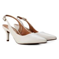 Scarpin Vizzano Slingback Salto Fino Médio - Branco Scarpin Vizzano Slingback Salto Fino Médio - Branco