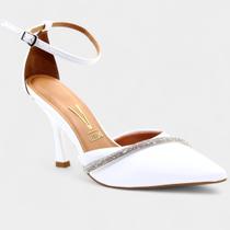 Scarpin Vizzano Strass Salto Médio Feminino - Branco