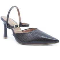 Scarpin Vizzano Traseiro Aberto Salto Médio - Marrom Escuro Scarpin Vizzano Traseiro Aberto Salto Médio - Marrom Escuro