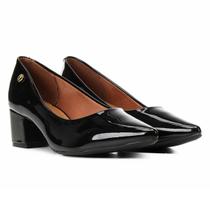 Scarpin Vizzano Verniz Salto Grosso Bico Fino - Preto Scarpin Vizzano Verniz Salto Grosso Bico Fino - Preto