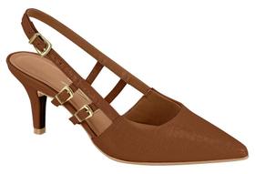 Scarpin Vizzanp Slingback Com Salto Medio E Tiras Laterais Mocca Scarpin Vizzanp Slingback Com Salto Medio E Tiras Laterais Mocca