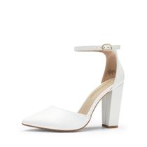 Scarpins de Salto Grosso Coco Femininos DREAM PAIRS Branco Scarpins de Salto Grosso Coco Femininos DREAM PAIRS Branco