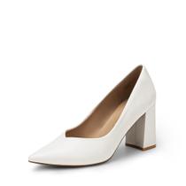 Scarpins Femininos DREAM PAIRS Branco com Salto Grosso de 8,5 cm e Modelo Slip-On