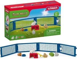 Schleich Farm World, brinquedos de animais para crianças, conjunto de brinquedos para coelhos e porquinhos-da-índia com gaiola, conjunto de 14 peças, para maiores de 3 anos