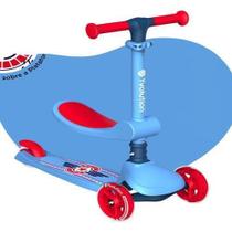 Scooter Infantil Skate 2 Em 1 Passeio E Patinete Led - Azul