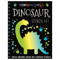 Scratch And Sparkle Dinosaur Stencil Art - Book Including Wooden Scratcher, Stencils And Scratch-Off Card! - Make Believe