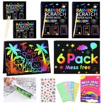 Scratch Art Books JMMICO Rainbow Notebook Kids, 6 pacotes +4 anos